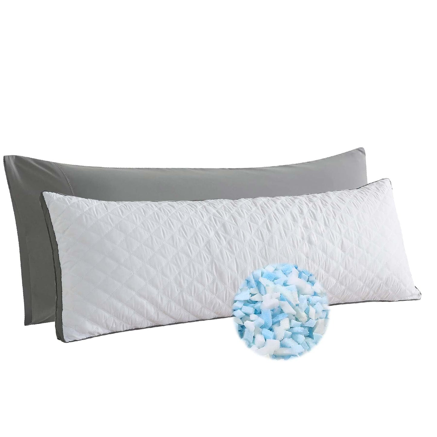 WhatsBedding Memory Foam Body Pillow with Removable Pillowcase-Fluffy Body Pillows for Adults -Large Long Bed Pillows for Sleeping - 20x54 inch, White