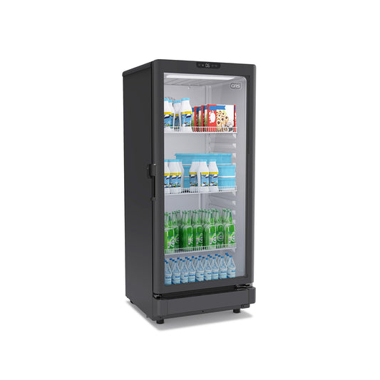 GRS Commercial Display Refrigerator with Glass Door Lock | Cool Air Flow & Temperature | Beverage Cooler, Drink and Wine Fridge with Adjustable Display Shelf for Stores and Bars | Black, 6.0 Cu. Ft