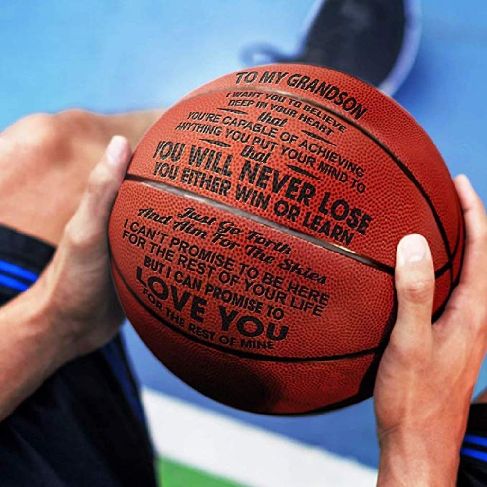 KAAYEE Engraved Basketball for Grandson, Grandson Gift from Grandparents, Custom Fathers Day Christmas Birthday Graduation Back to School Gift for Grandsons