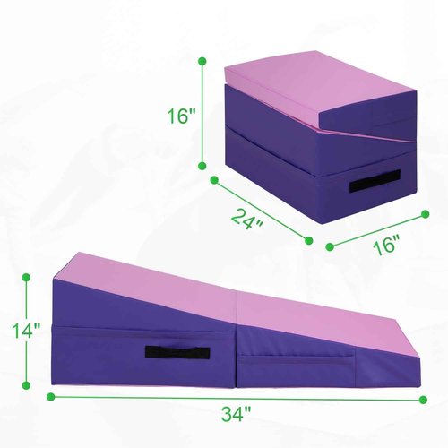 BestMassage Gymnastics Tumbling Mats Incline 34"x24" lnch Tumbling Mat Folding Gymnastic Tumbling Mat Indoor/Outdoor Exercise Mat Home Gym Yoga Mat with Handle