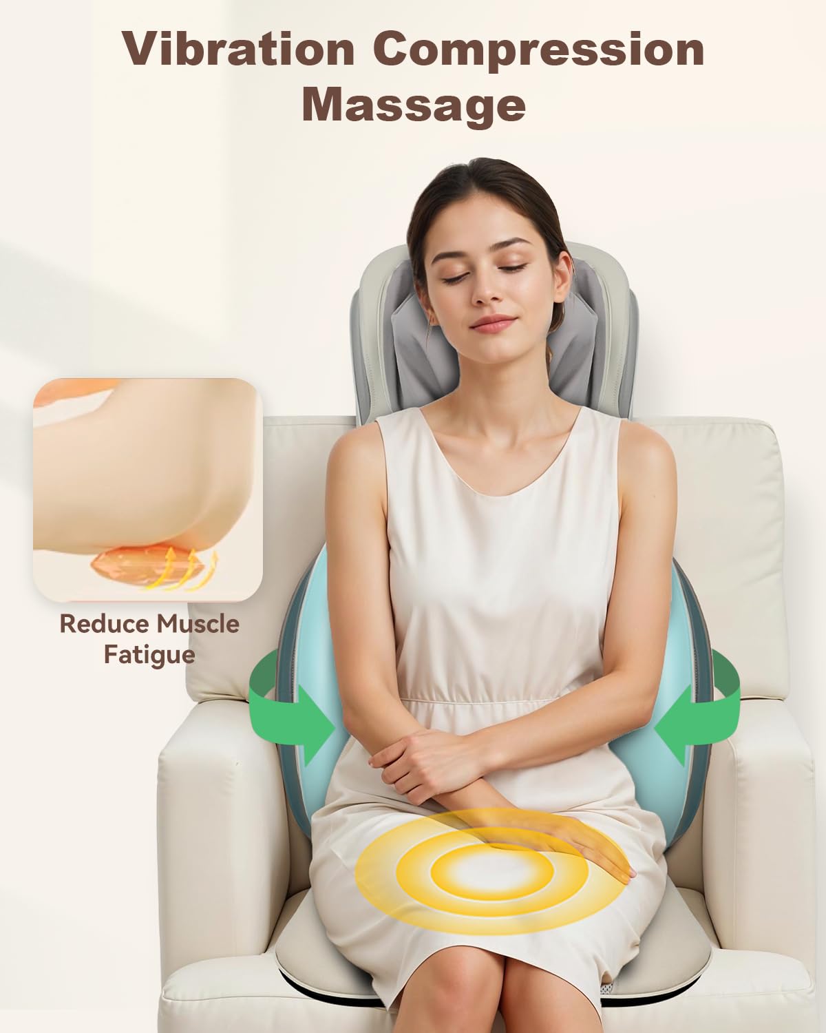 Heycool Shiatsu Neck Back Massager with Heat, 2025 Upgraded Massage Chiar Pad with Height Adjustment, Compression, Vibration, Full Body Seat Massager for Home, Office