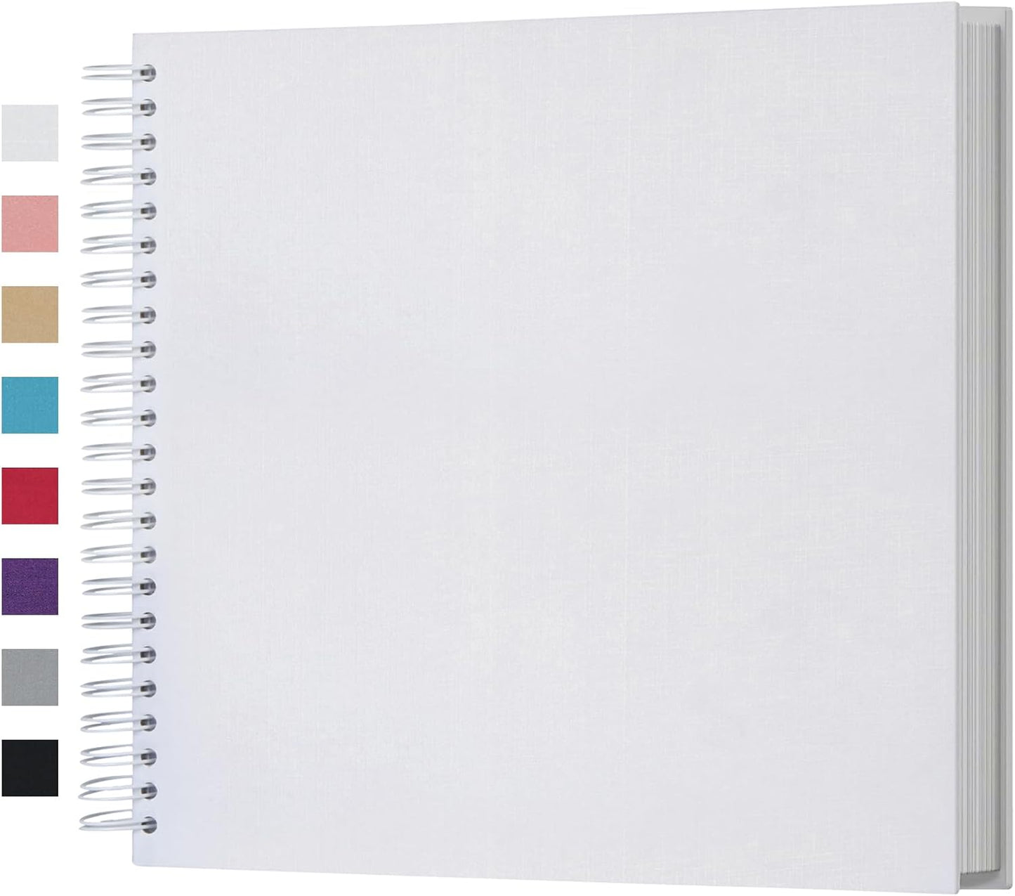 potricher 12 x 12 Inch Large DIY Scrapbook Photo Album 80 Pages Thick Kraft Blank White Paper Memory Book for Wedding and Anniversary Family (White, 12 Inch)