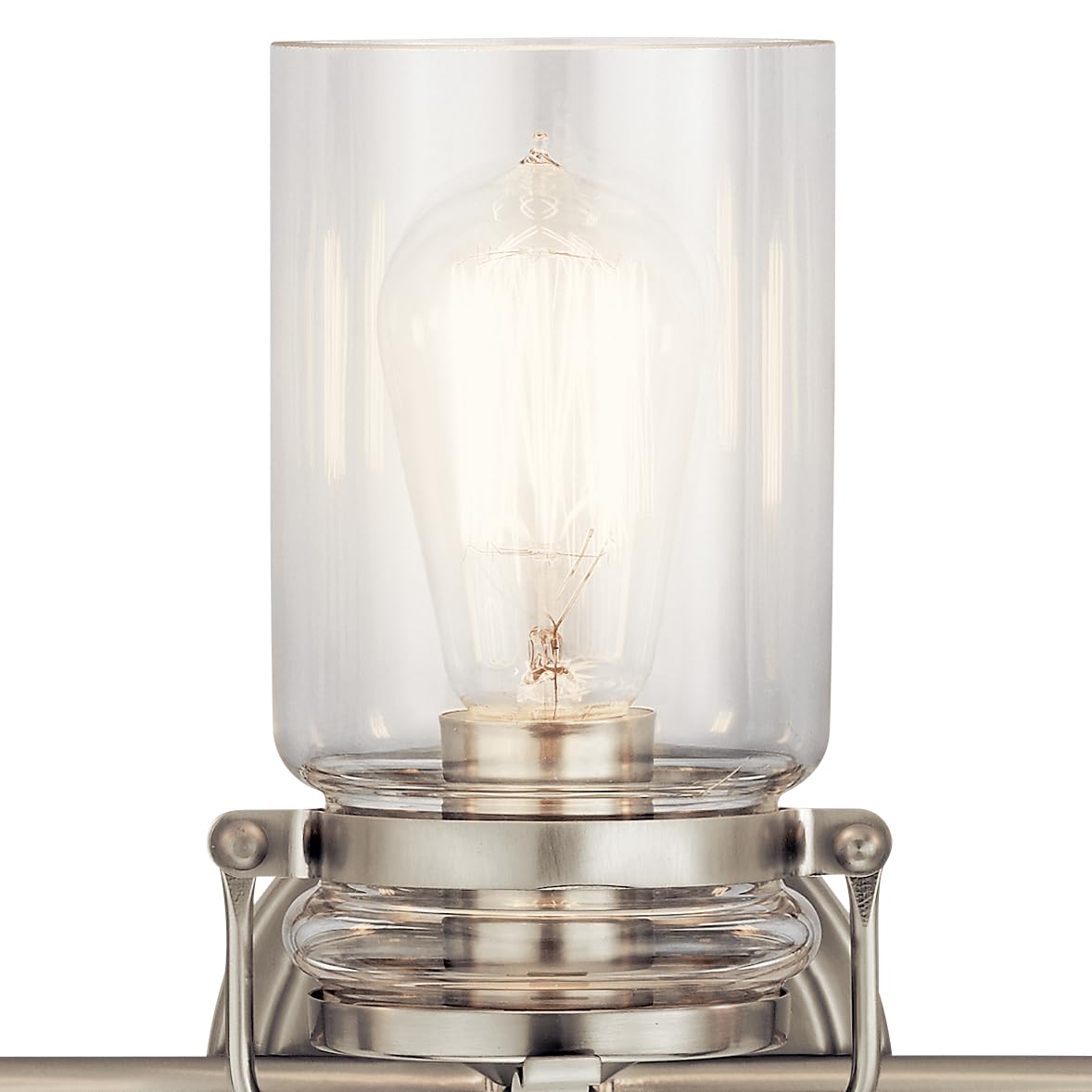 Kichler Brinley 24" Vanity Light in Brushed Nickel, 3-Light Farmhouse Bathroom Vanity Light with Clear Glass, (24" W x 10" H), 45689NI