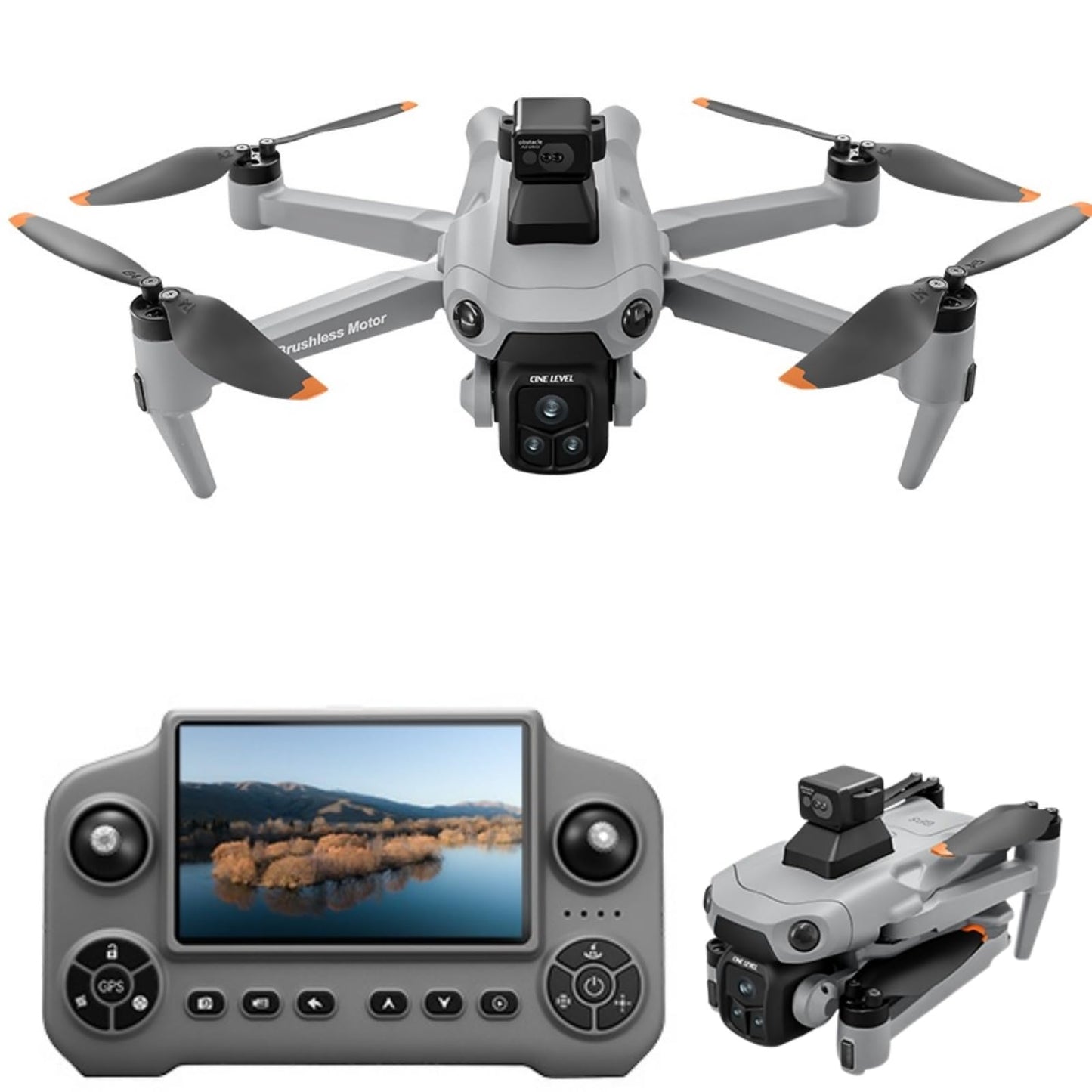 Cyaxzolp Drone with 8K Camera Drones for Adults,4.5-inch LCD High-definition Large Display Screen Remote Control Quadcopter,3 Batteries, 5G HD Brushless GPS Drone Auto Return, Obstacle Avoidance (GREY)
