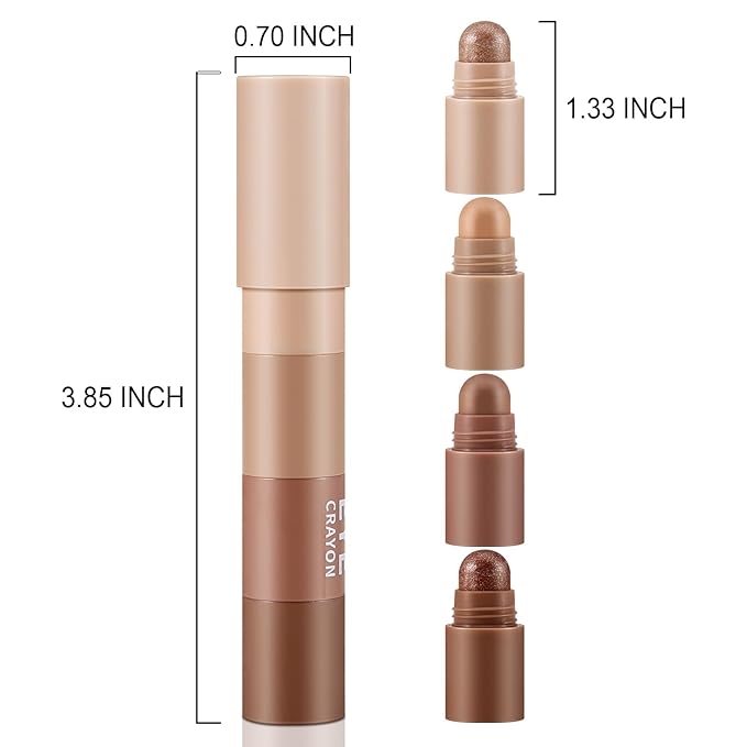 4 Color Eyeshadow Pencil，Glitter Eyeshadow Stick，Creamy Matte Eye Shadow Pen，Face & Eye Highlighter Pen，Highly Pigmented Crayon Nude Eye Shadow