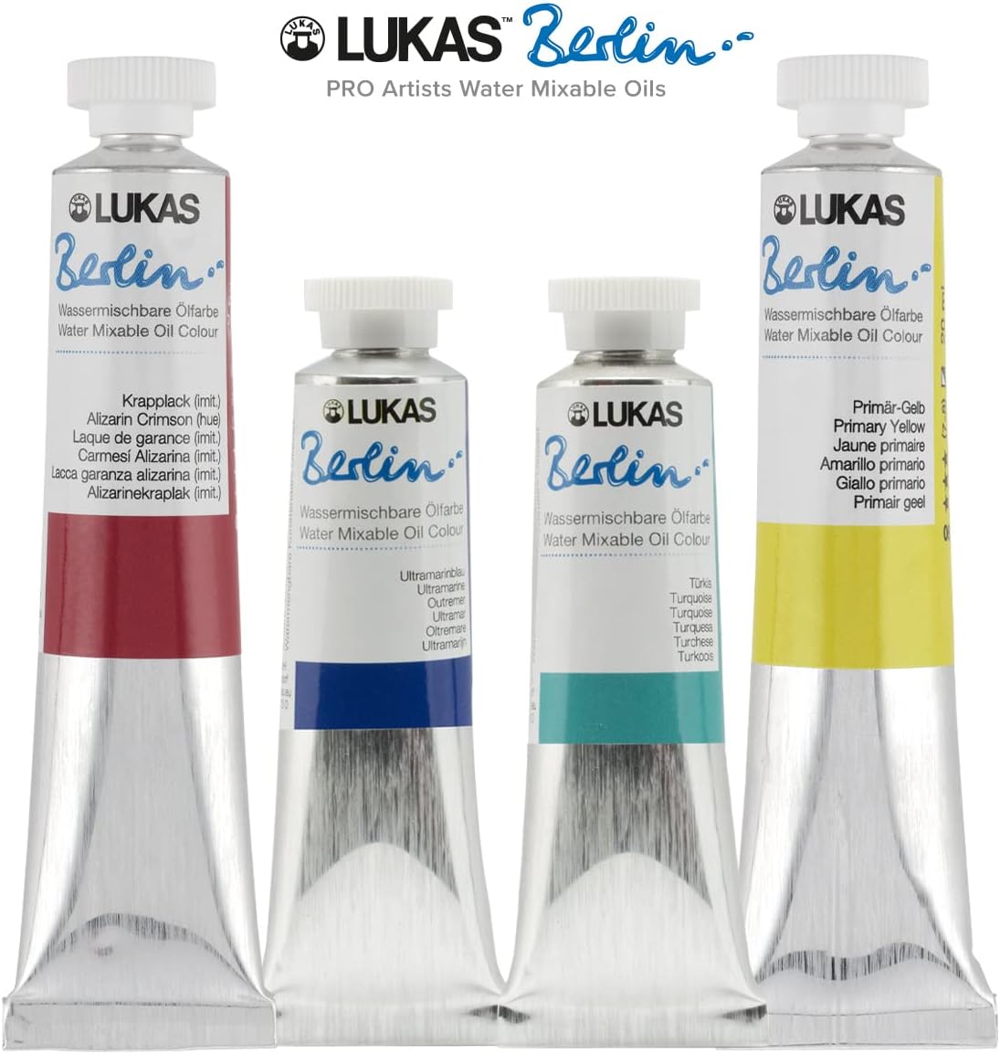 Lukas Water Mixable Oil Paint - Eco-Friendly, 37ml Greens Set of 5, Solvent-Free Artist Oil Paint with Lightfast Pigments and Beeswax for Smooth Consistency, Water Soluble, Quick-Drying