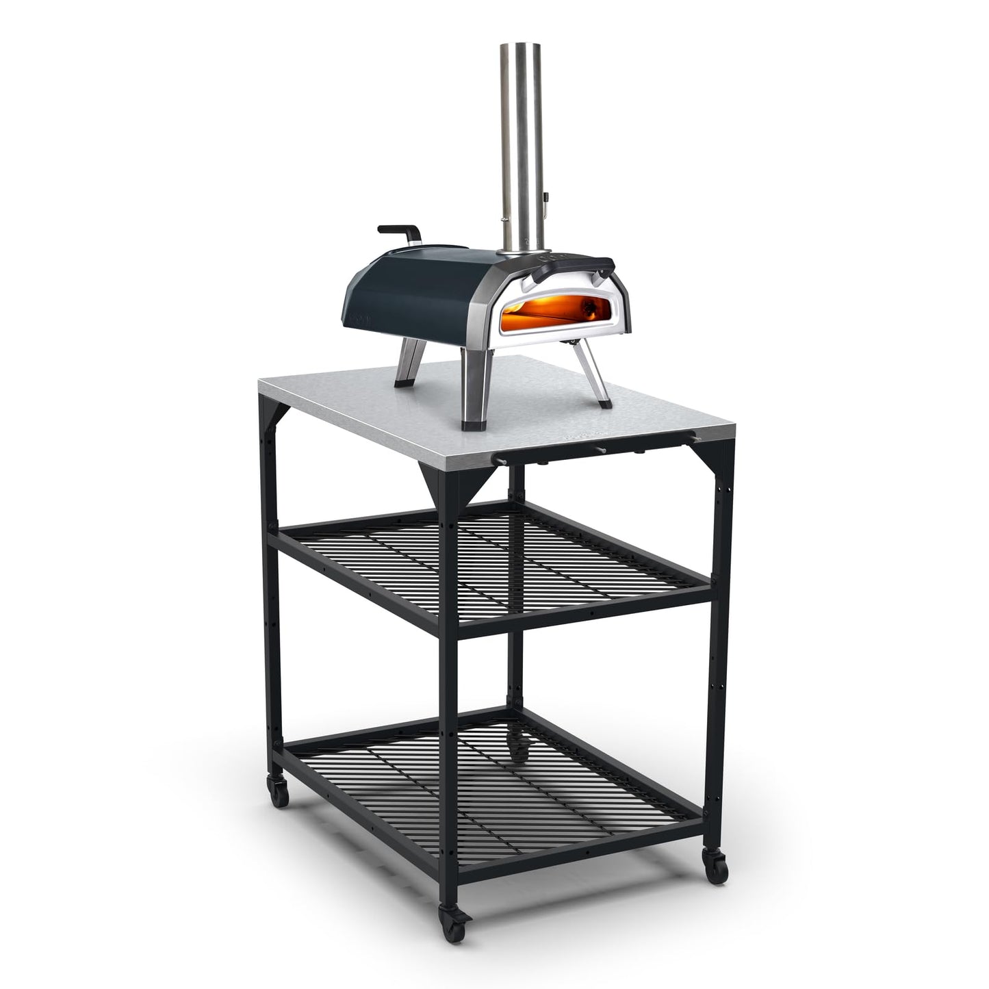 Ooni Karu 2 Multi-Fuel Outdoor Pizza Oven and Medium Outdoor Modular Pizza Oven Table Bundle