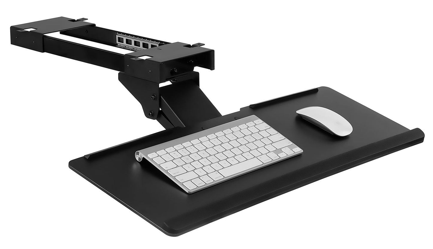 Mount-It! Under Desk Computer Keyboard and Mouse Tray, Full Motion Slide Out Keyboard Tray with Tilt, Swivel and Height Adjustment, Ergonomic Keyboard Drawer with Gel Wrist Pad, Black