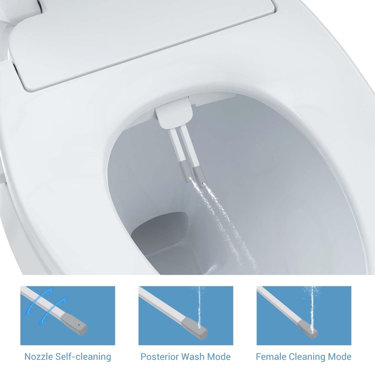 Smart Bidet Seat Elongated with Heated Functions and Gentle Wash Modes, Toilet Seat for Bathroom Comfort and Hygiene, Soft Close Design Easy Install PP Bidet Toilet Seat