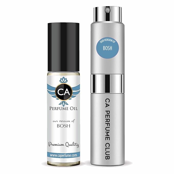 CA Perfume Duo Impression of Bosh For Men Perfume Layering Set Mens Cologne Long Lasting Travel Size EDP + Body Oil Roll-On Bottle 0.27 Fl Oz+0.33 Fl Oz