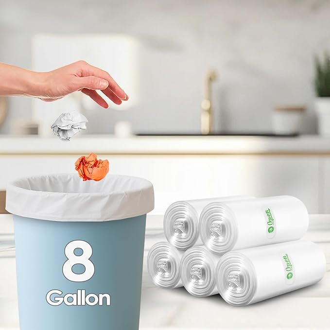 6 Gallon 220 Counts Strong Trash Bags Garbage Bags by Teivio, Bin Liners, for home office kitchen (Clear)