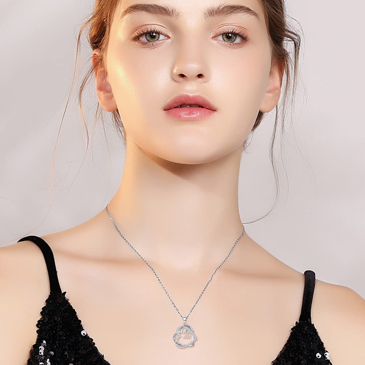 TOUPOP 20th Birthday Gifts for Women Sterling Silver Forever Love Heart Pendant Necklace Sweet 20 Necklace Anniversary Jewelry 20 Years Old Jewelry Gifts for Her Girlfriend