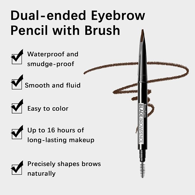 Browcharm Microblading Eyebrow Pencil for Women,0.1mm Ultra-Fine Mechanical Pencil,Makeup Brow Definer Waterproof,Draws Tiny Brow Hairs and Fills in Sparse Areas and Gaps (04 Red Brown)