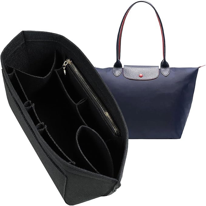 Organizer Insert For Long Champ Le Pliage Purse organizer Premium Felt 1012-25black-S