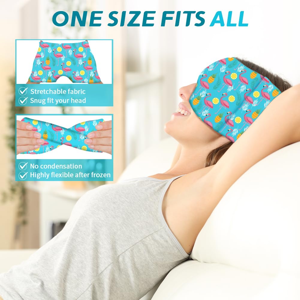 Migraine Relief Cap, Soothing Headache Ice Face Mask Products, Hot and Cold Therapy, Migraine Headache Relief Cap for Migraine, Sinus, Puffy Eyes, Tension, Stress and Hangover (Black+Blue2)