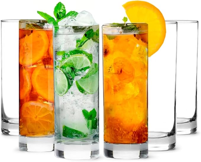 LEMONSODA Premium Highball Glass Set - Elegant Tom Collins Glasses Set of 6-12oz Tall Drinking Water Glasses - Bar Glasswa...