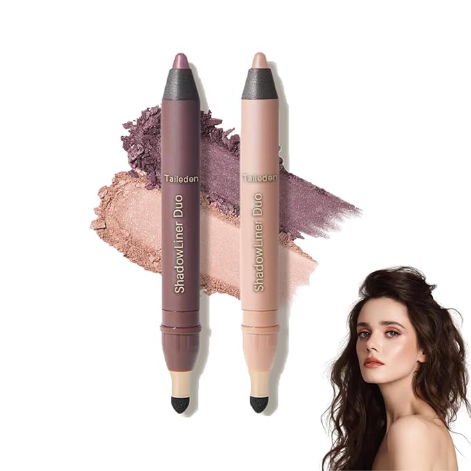 Shadow Liner 2-in-1 Eyeliner & Eyeshadow, Shadow Liner Duo with Smudge Brush, Waterproof Smudge-Proof Long-Lasting Makeup, Smooth, Effortless Smoky or Natural Eye Makeup (smokeshow+ gaze)