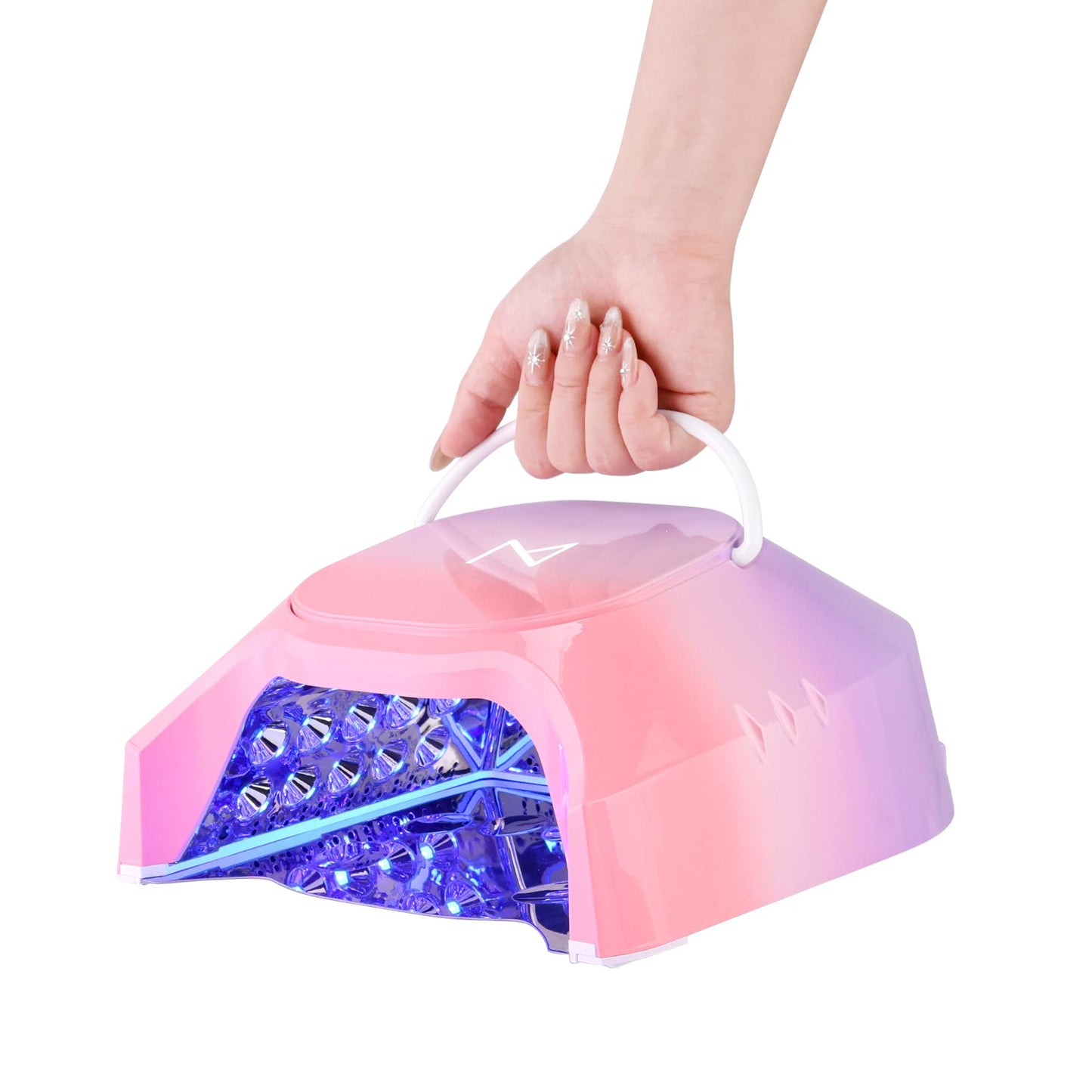 M - GlowPro Professional Hybrid 86W Wireless Rechargeable UV LED Nail Curing Lamp Cordless Nail Dryer for Gel Nails, Manicure, P