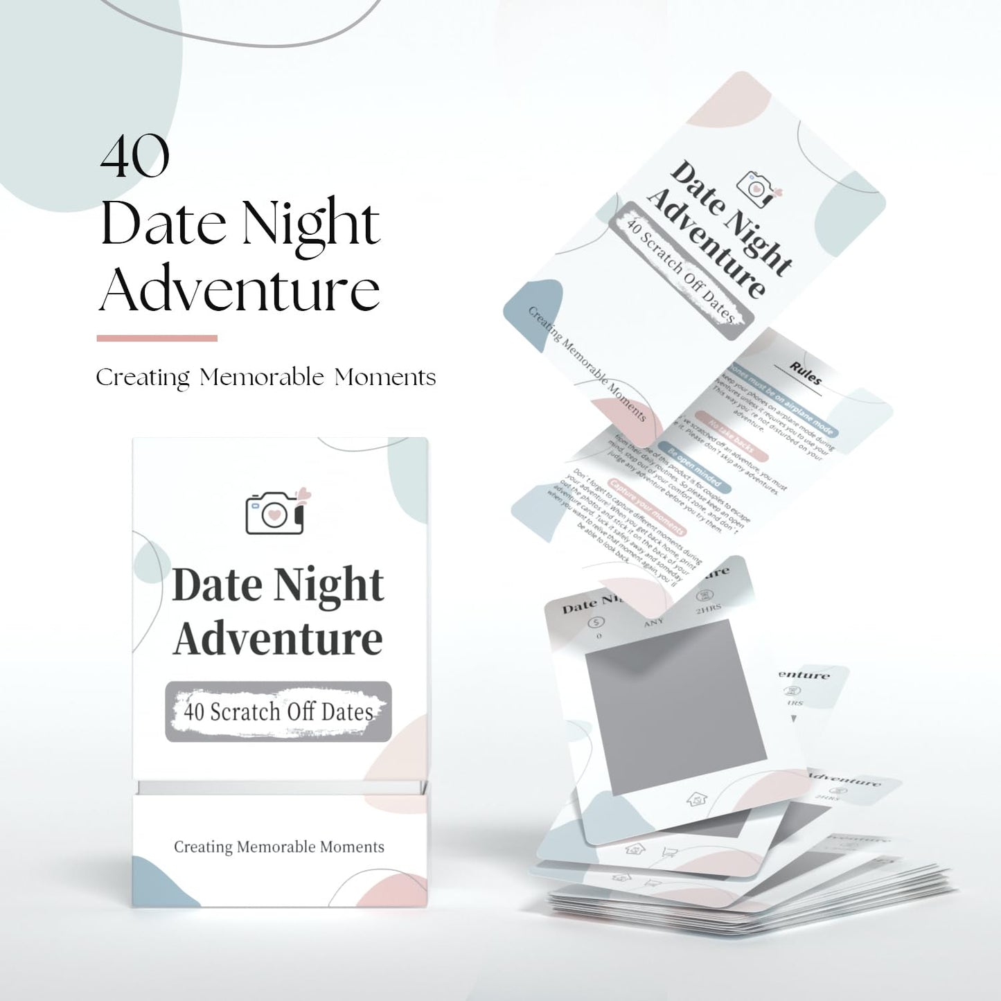 40 Date Ideas Card Games for Couples Date Night - Unique Date Deck Scratch Off Cards, Couples Gifts for Boyfriend Girlfriend, Romantic Wedding Anniversaries Newlywed Gifts for Him Husband Wife Bride
