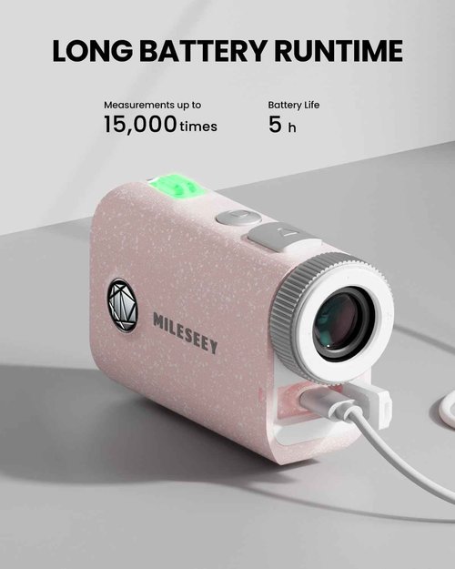 MiLESEEY PF1 1000 Yards Golf Rangefinder with Slope Switch, All Weather Golf Range Finder, 0.1s Flag Lock with Pulse Vibration, IP65 Waterproof, 7.5° Wide View, Continuous Scan Mode (PF1-Pink)