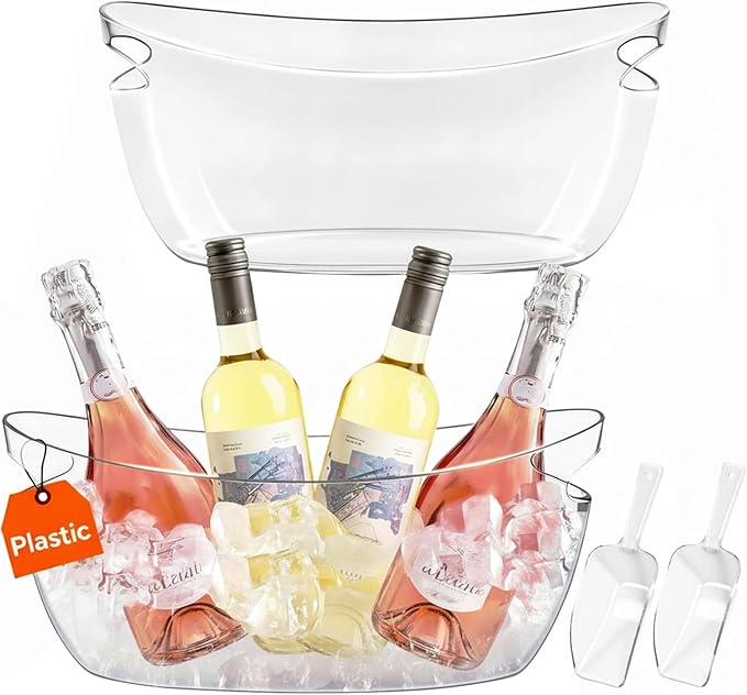 Ice Buckets for parties Wine Bucket, Clear Acrylic 5.5 Liter Plastic Tub for Drinks and Parties, Food Grade, Perfect for W...
