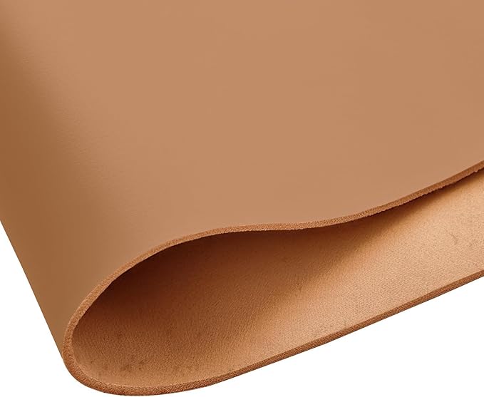 Tooling Leather Full Grain Sheets Genuine Cowhide Leather 1.8mm-2.0mm Thick Square Piece for Sewing Hobby, Crafting Leather Work Beige 24"x12"