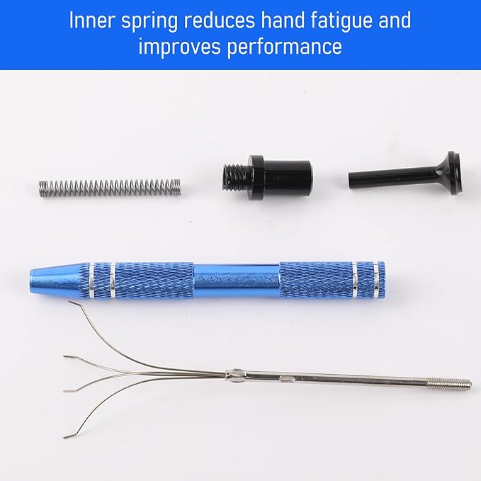 4Pcs 4 Prongs Jeweler's Pick Up Tool, Stainless Steel Piercing Ball Grabber Tools,4-Claw Pick up Tool for Small Parts Grabber for IC Chip Electronic Components Nails Clamping