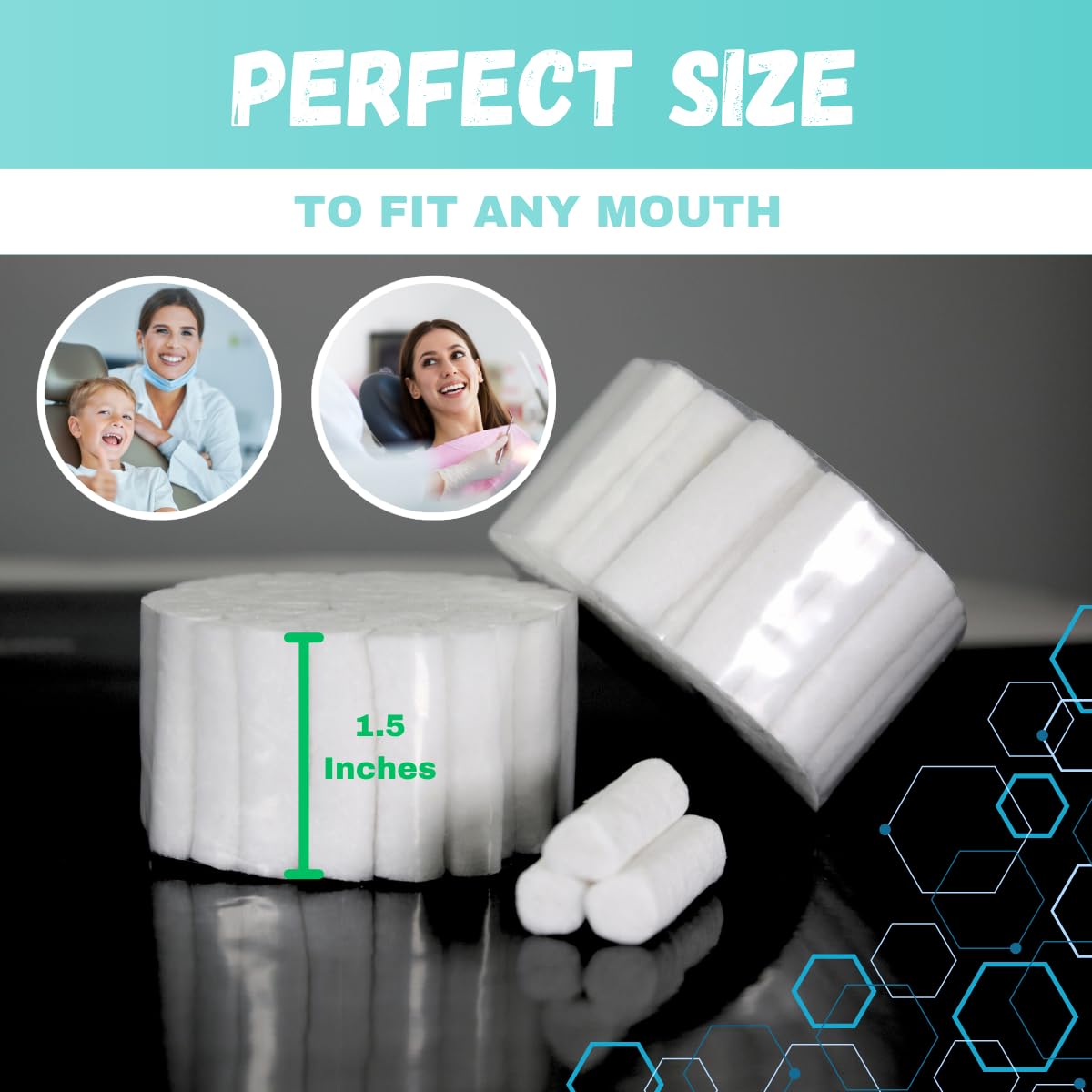 Cotton Dental Rolls 100 Count | Absorbent Nose Plugs and Nose Bleed Stoppers for Dental Procedures, Wisdom Teeth Recovery, and First Aid | Soft, Gentle, Cotton Supplies