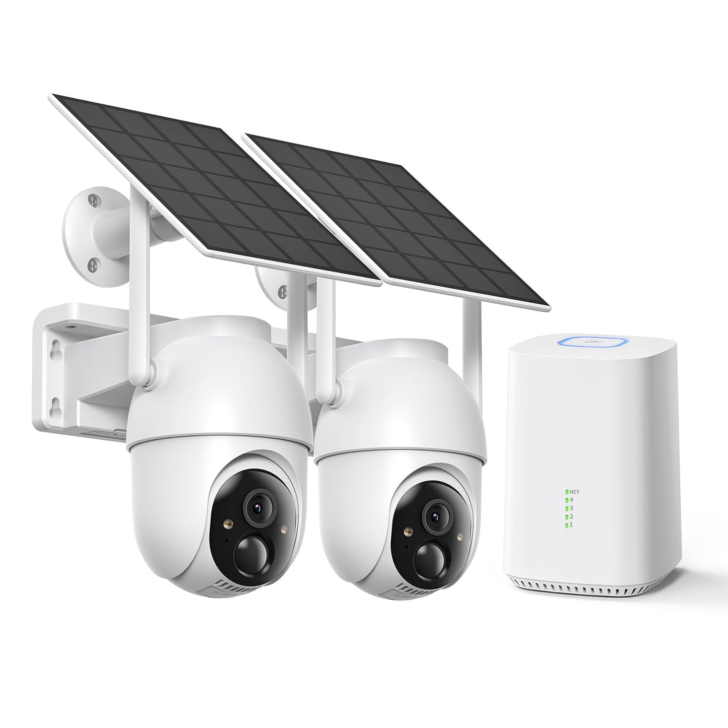 SEHMUA-4MP Security Cameras Wireless Outdoor (2-cam-kit), No Subscription Required, Solar Powered, 360° Full Panoramic View, 2K Color Night Vision,5G & 2.4G Compatible, Home Security System for House