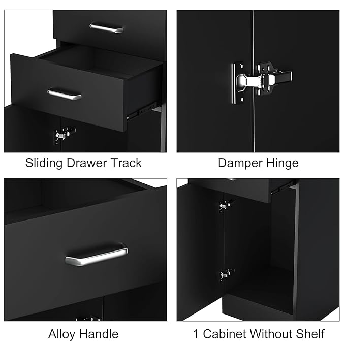 Paddie Wall Mount Barber Stations, Salon Stations for Hair Stylist, Hair Station Salon Furniture Sets with a Storage Cabinet, 2 Drawers and a 2 Tier Shelf, 17.3" L x 70.9" H
