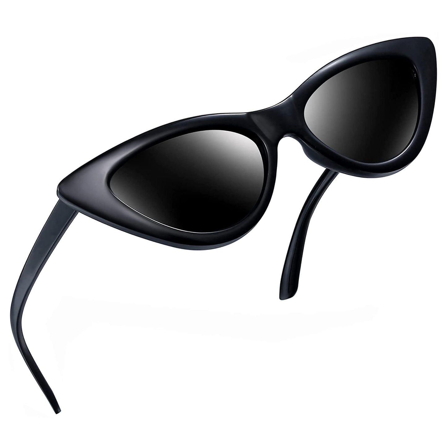 Joopin Polarized Black Cat Eye Sunglasses for Women, Retro Narrow Pointy Cateye Womens Sun Glasses UV Protection, Designer Dark Shades