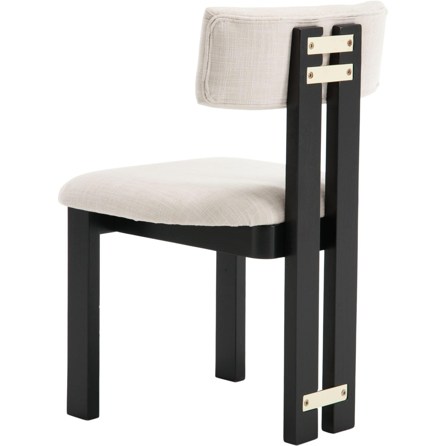 BESTANO Linen Wooden Dining Chairs Set of 2, Modern Farmhouse Dining Room Kitchen Chairs with Curved Backrest Black Wood Legs, Armless Dining Chairs, Beige