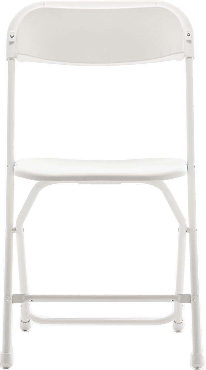 BTEXPERT Set of 4 Pack, White Plastic Folding Chair Steel Frame Commercial High Capacity Event Chair Lightweight Set for Office Wedding Party Picnic Kitchen Dining Church School