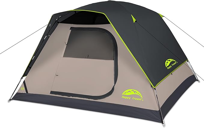 Happy Travel Camping Tent, 4/6 Person Dome Tents for Camping with Rainfly, Waterproof Clip Easy Setup Portable Family Tent...