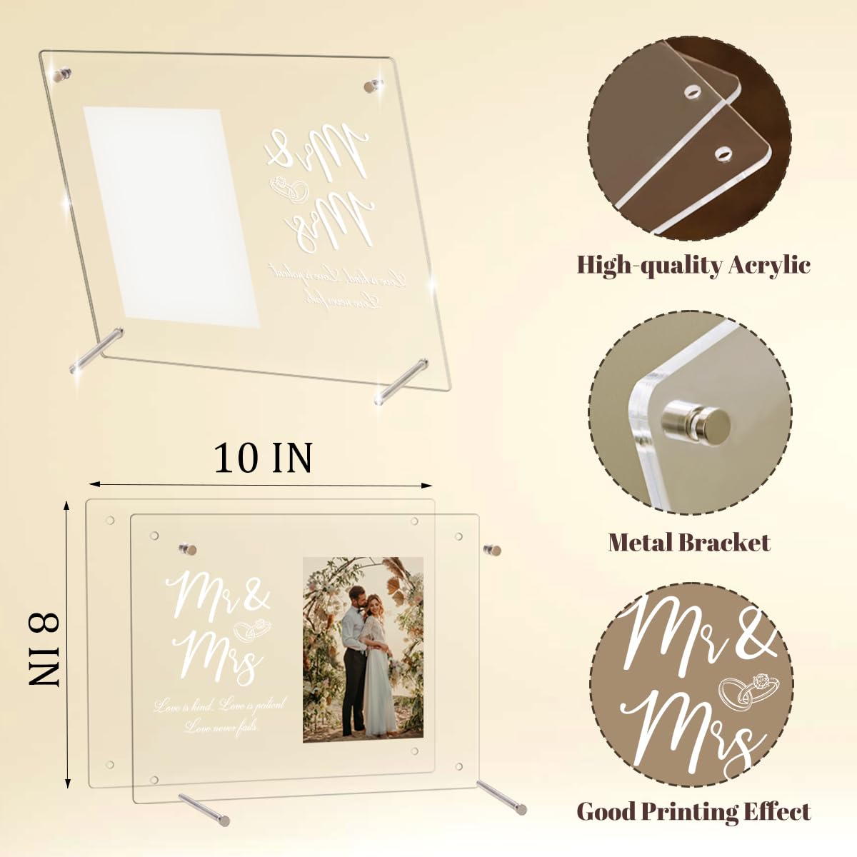 Wedding Picture Frame, Wedding gifts for couples 2025, Wedding Gifts for Newlyweds, Bridal Shower Gift, Mr and Mrs Photo Frame Gift, Personalized Keepsake Engaged Frame Bedroom Acrylic Decor