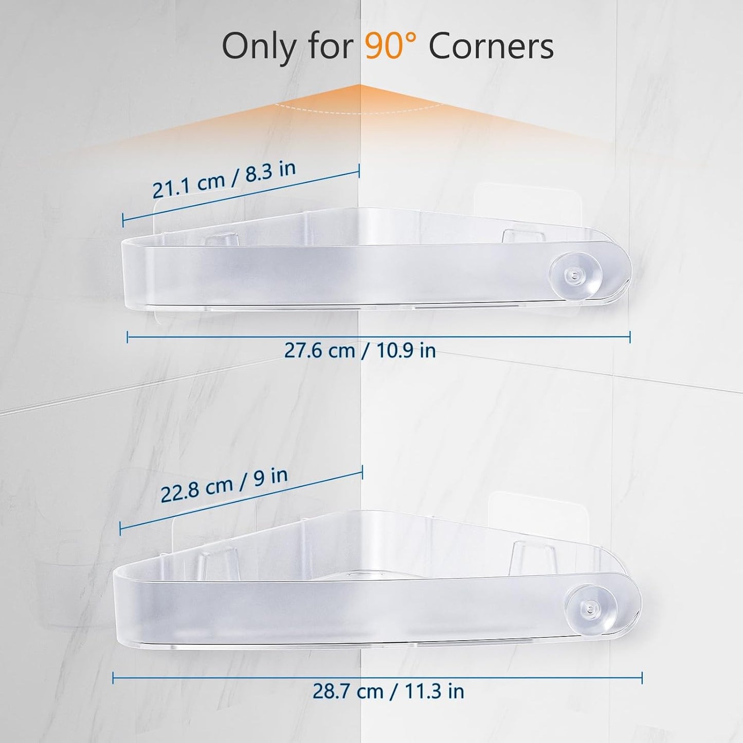 Sotfamily Shower Caddy Corner, 4 Pack Adhesive Corner Shower Shelves for Bathroom Organizers and Storage, Rust Free Plastic Rack for Bathroom Accessories & Decor, Crystal