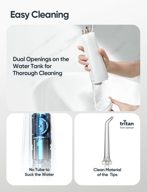 bixdo Cordless Water Dental Flosser for Teeth - 5 Modes with GUMCARE, Portable Travel Oral Irrigator for Teeth Cleaning Flossing and Gum Massage, 60 Days Long Battery Life and 360° Magnetic Nozzle