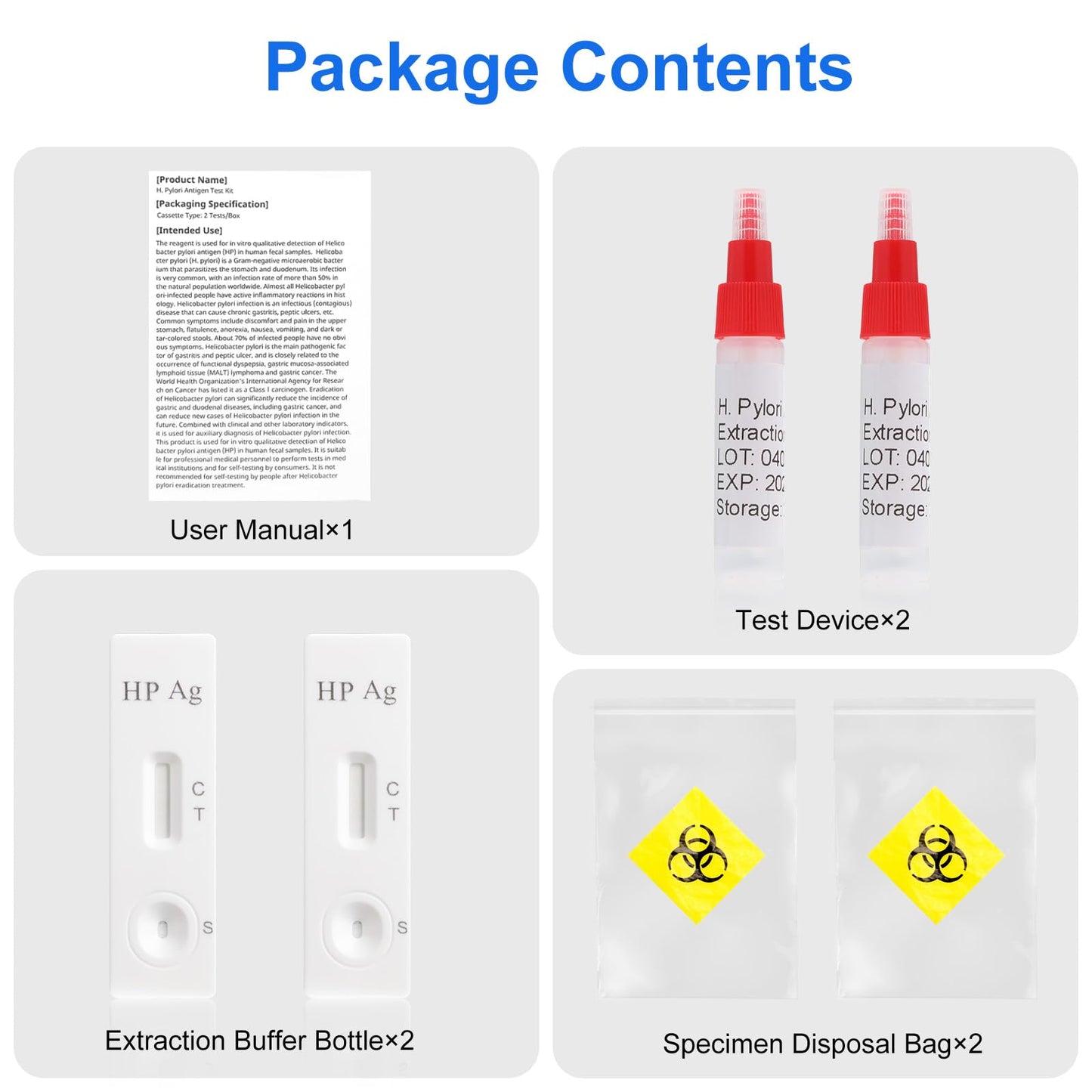 H Pylori Test Kit - 2 Pack Stool Antigen Self-Test for Home Use, 99% Accurate Helicobacter Pylori Test, Fast 8–20 Min Results, Easy to Use & Read H. Pylori Testing Kit