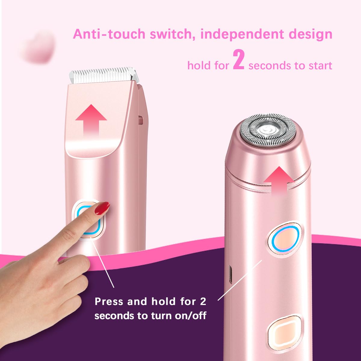 Bikini Trimmer for Women?Dermave Bikini Shaver 2-in-1 Dual Head Shaver Electric Razors for Women?Independent Control? Ipx7 Water