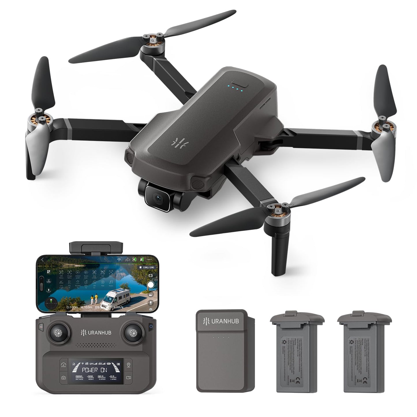 UranHub G30 Drones with 4K Camera for Adults with 2 Extra Batteries