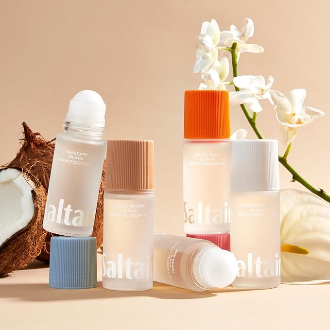 Saltair Serum Deodorant Signature Scents 2 Pack. 5% AHA Formula. Lactic Acid and Mandelic Acid Deodorant. Aluminum Free Odor Control for Women and Men. Travel Essentials, 2x 1.7oz Roll On