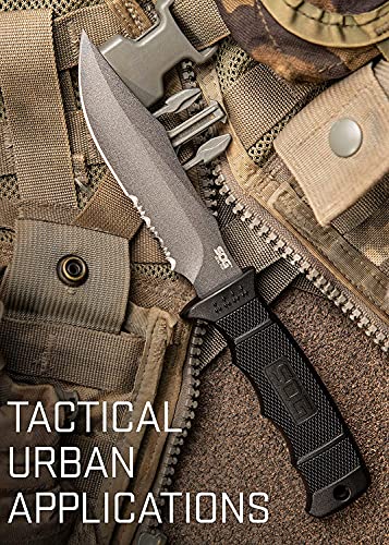SOG Fixed Blade Knives with Sheath - SEAL Pup Tactical Knife, Survival Knife and Hunting Knife w/ 4.75 Inch Blade and Knif...