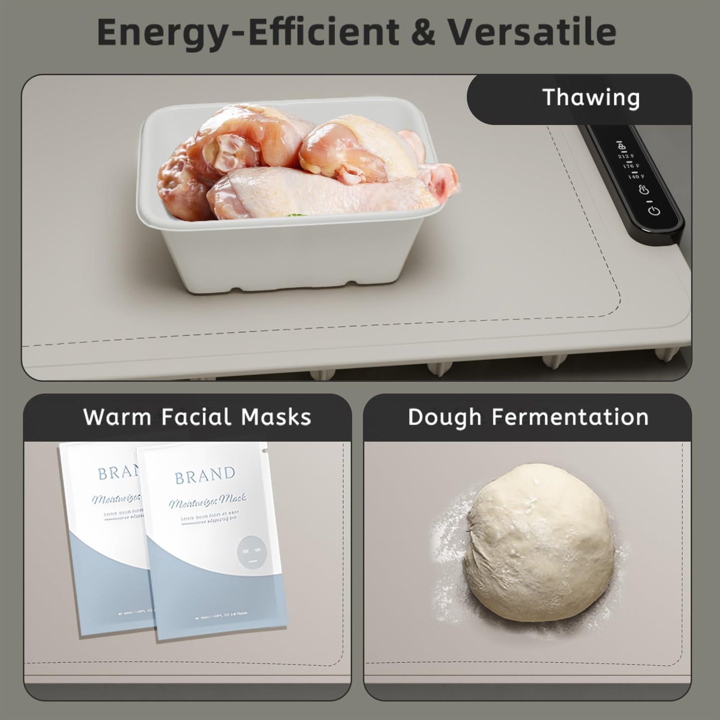 Electric Warming Tray - Foldable Food Warmer for Parties Features 3 Modes & Fast Heating, Premium Silicone Nano-Material, Hot Plate for Buffet, Family Gatherings, Sabbath, Holidays, Countertop - White