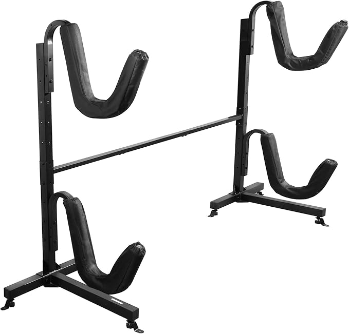 GREAT WORKING TOOLS Kayak Rack - Double Kayak Stand, Heavy Duty Paddleboard and Kayak Accessories, Freestanding or Floor M...