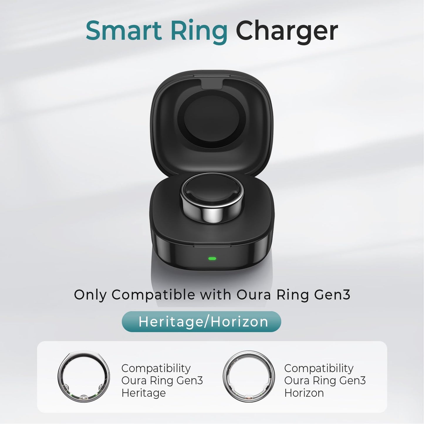 Upgraded Wireless Charging Case Compatible With Oura Ring Gen3 Charger, Portable Travel Charger Dock With Indicator Light, Compa