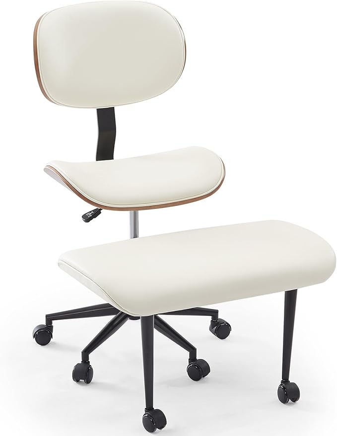 Bestier Cross Legged Office Chair with Wider Bentwood Back Support, Ergonomic Meditation Office Chair for Adults up to 300 lbs, 360° Swivel Adjustable Height for Multi Position White