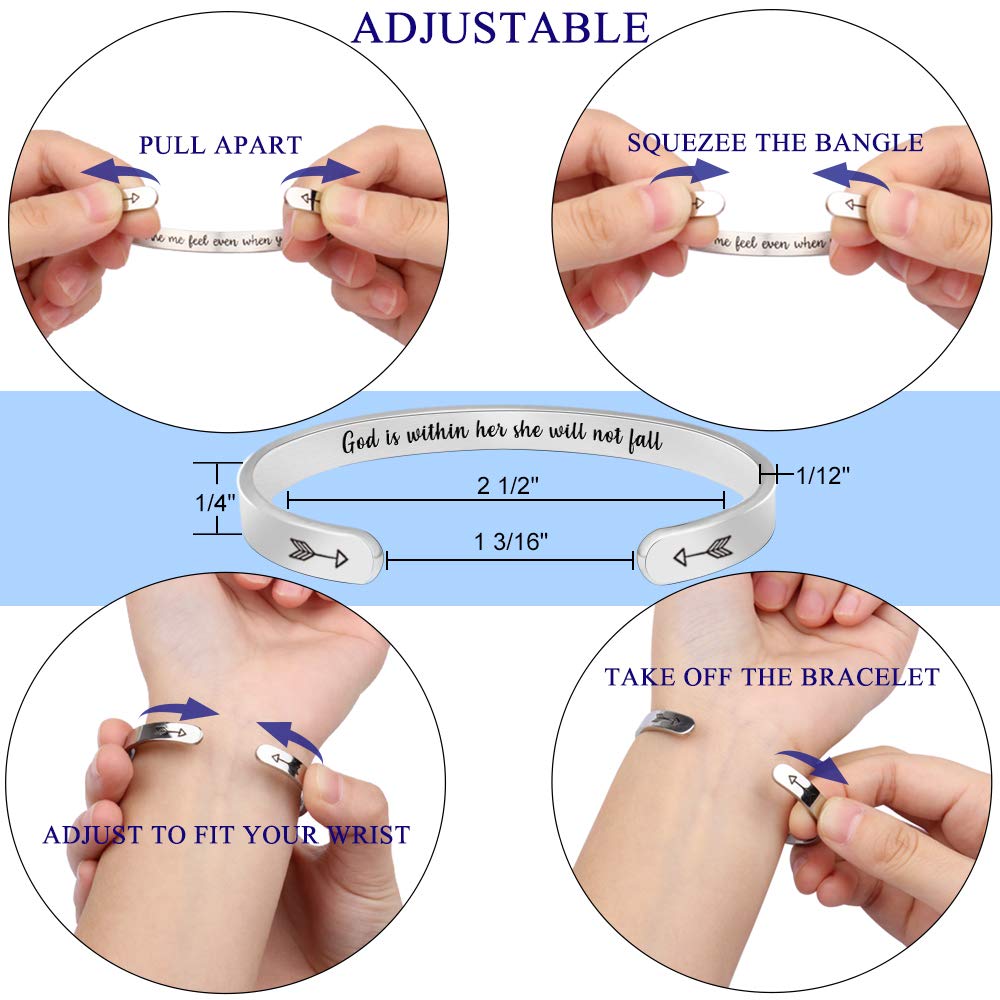 Easter Basket Stuffers for Teens, Christian Gifts for Women Her Easter Gifts for Teens Inspirational Bracelets Cuff Bangle