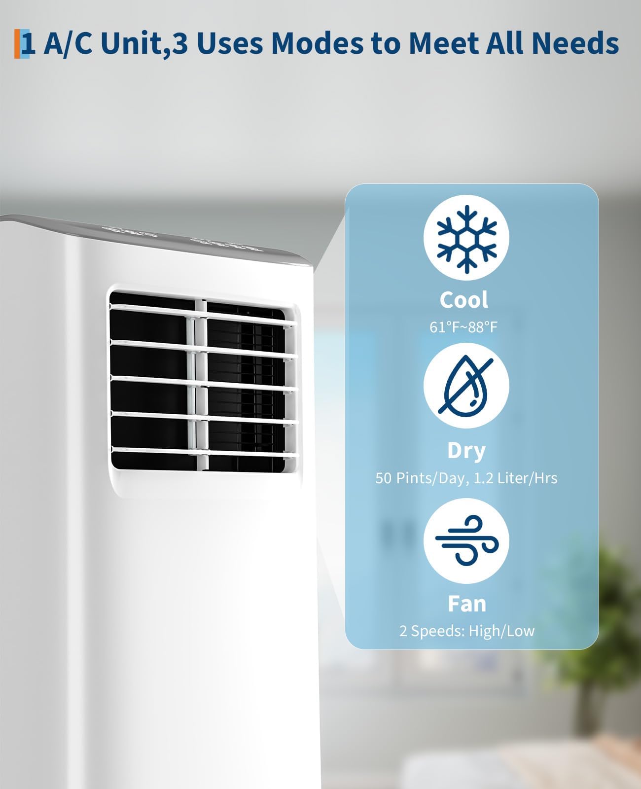Garveehome Portable Air Conditioner, 8000 Btu Quiet Cooling With Remote, Ventless Design & Auto Evaporation, For Large Room, Sta