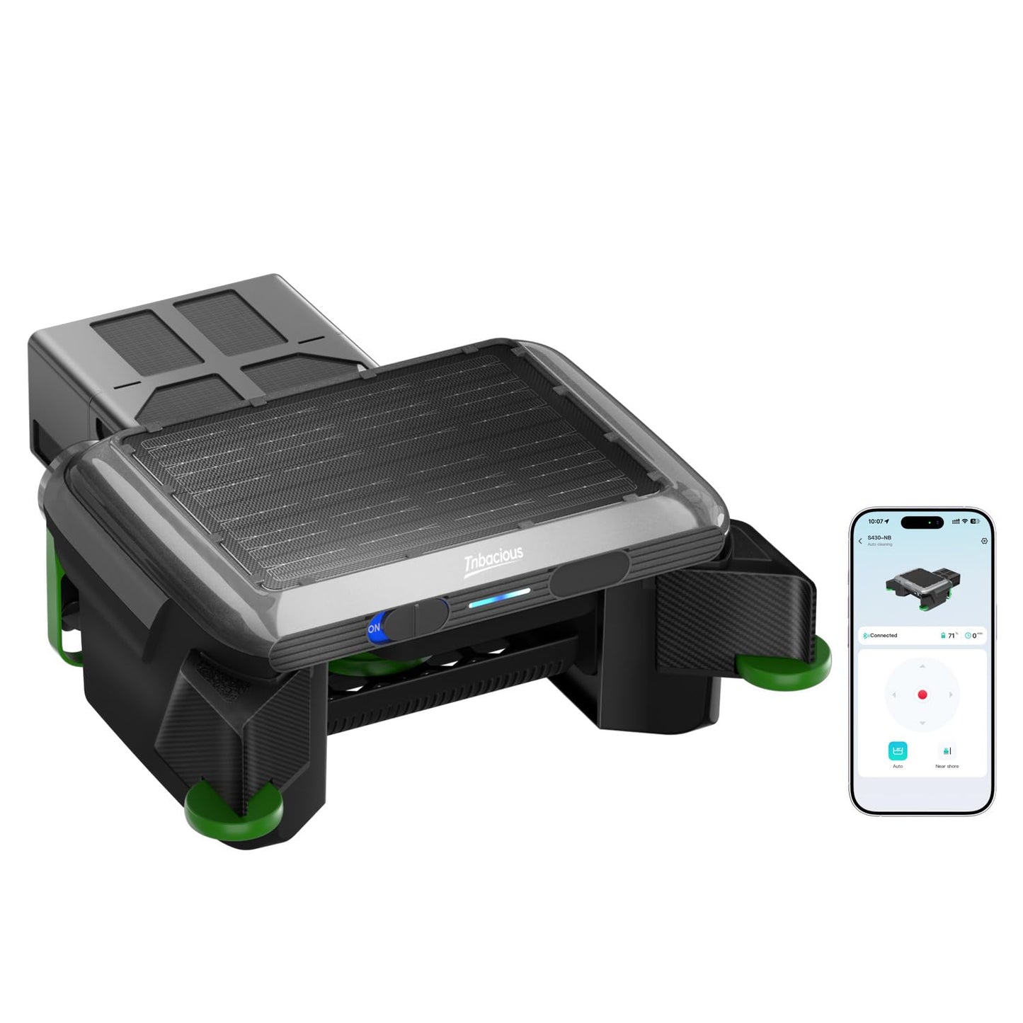 Solar Powered Pool Skimmer Robotic, Automatic Pool Surface Cleaner with APP Support, 24/7 Continuous Cleaning, Dual Charging Modes, Shallow Water Safeguard, Ideal for Above Ground & Inground Pools