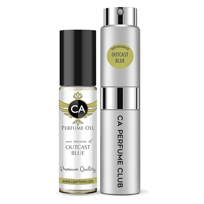 CA Perfume Duo Impression of Outcast Blue For Women And Men Perfume Layering Set Long Lasting Travel Size EDP + Body Oil Roll-On Bottle 0.27 Fl Oz+0.33 Fl Oz